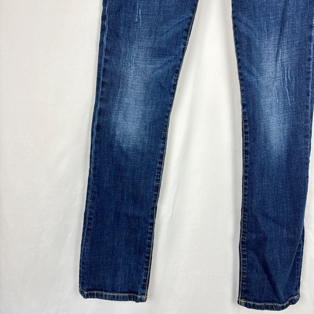 Cabi High Straight Jeans Women's Size 0‎ Medium Wash Distressed Stretch Denim - Picture 3 of 16